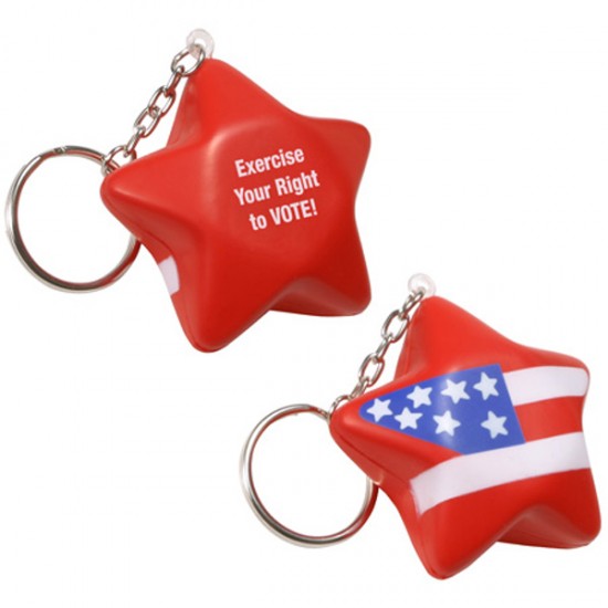 Custom Logo Patriotic Star Key Chain/ Stress Toy