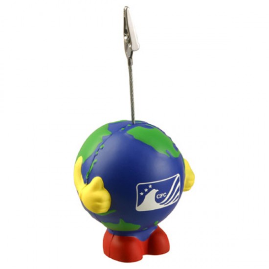 Custom Logo Earth Ball Man Memo Holder/ Stress Toy