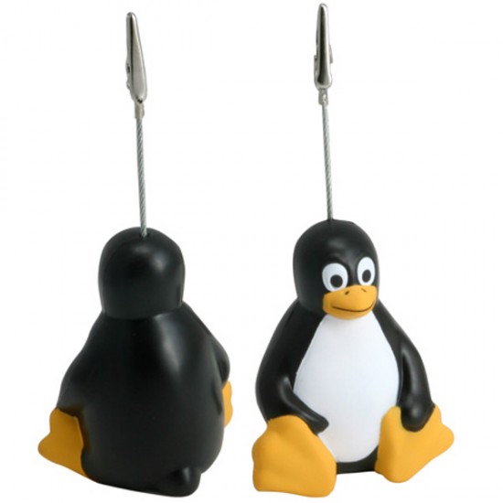 Custom Logo Sitting Penguin Memo Holder Clip/ Stress Toy