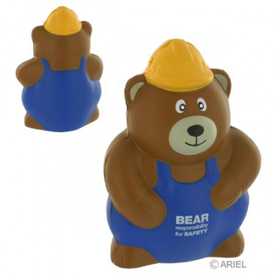 Custom Logo Construction Worker Bear Stress Toy
