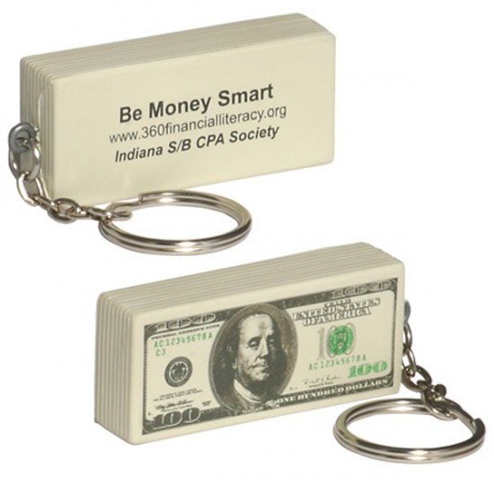 Custom Logo $100 Bill Key Chain/ Stress Toy